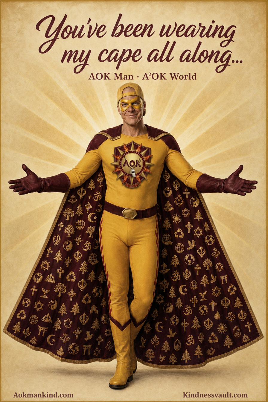 AOK Man with arms spread — 'You've been wearing my cape all along'
