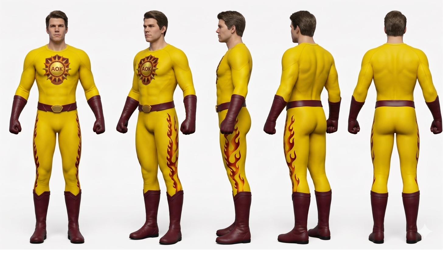 AOK Man five-view costume reference